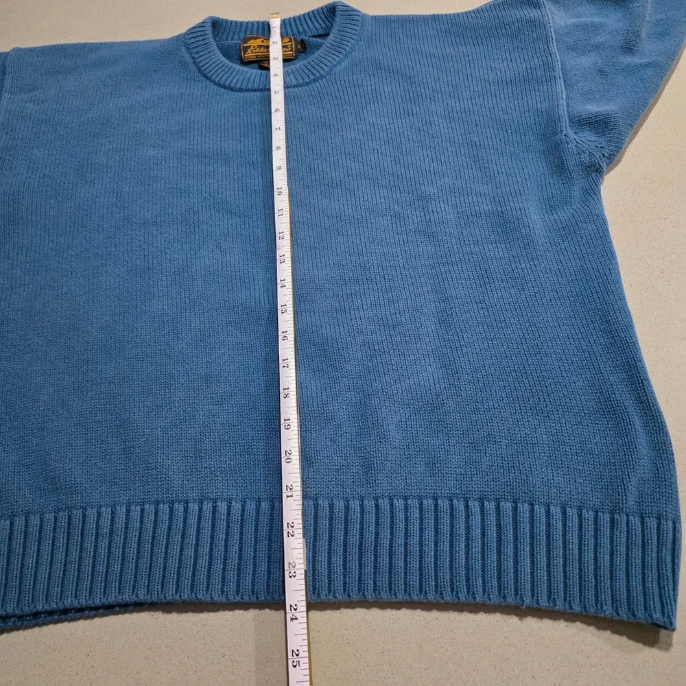 Eddie Bauer Mens Blue 100% Cotton Crewneck Ribbed Knit Sweater Size Large - Picture 7 of 11